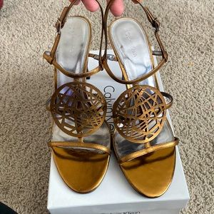 Calvin Klein bronze heels size 10